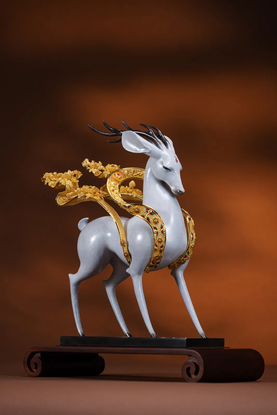 Nine Fortunes Chinese Deer (Pair)
